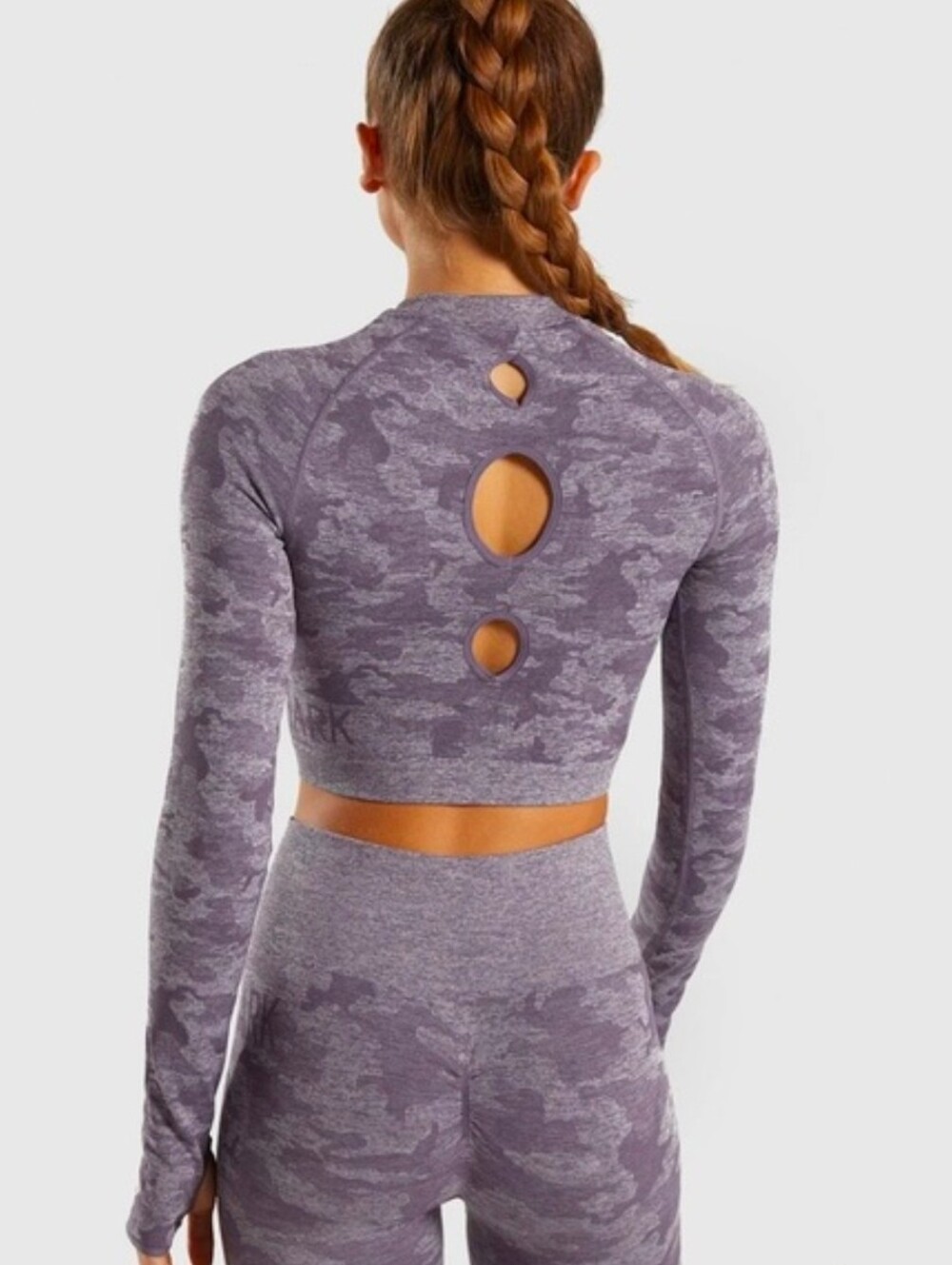 Gymshark Camo Seemless Long-Sleeve Cropped Top | Size S Lavender/Purple